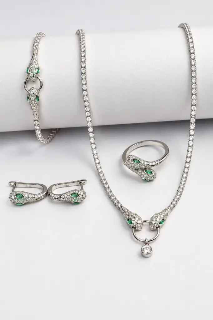 Italian 925 sterling silver snake jewelry set.