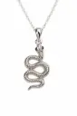 925 sterling silver snake pendant with black eyes.