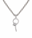 Silver snake pendant with a bold design and sparkling details.