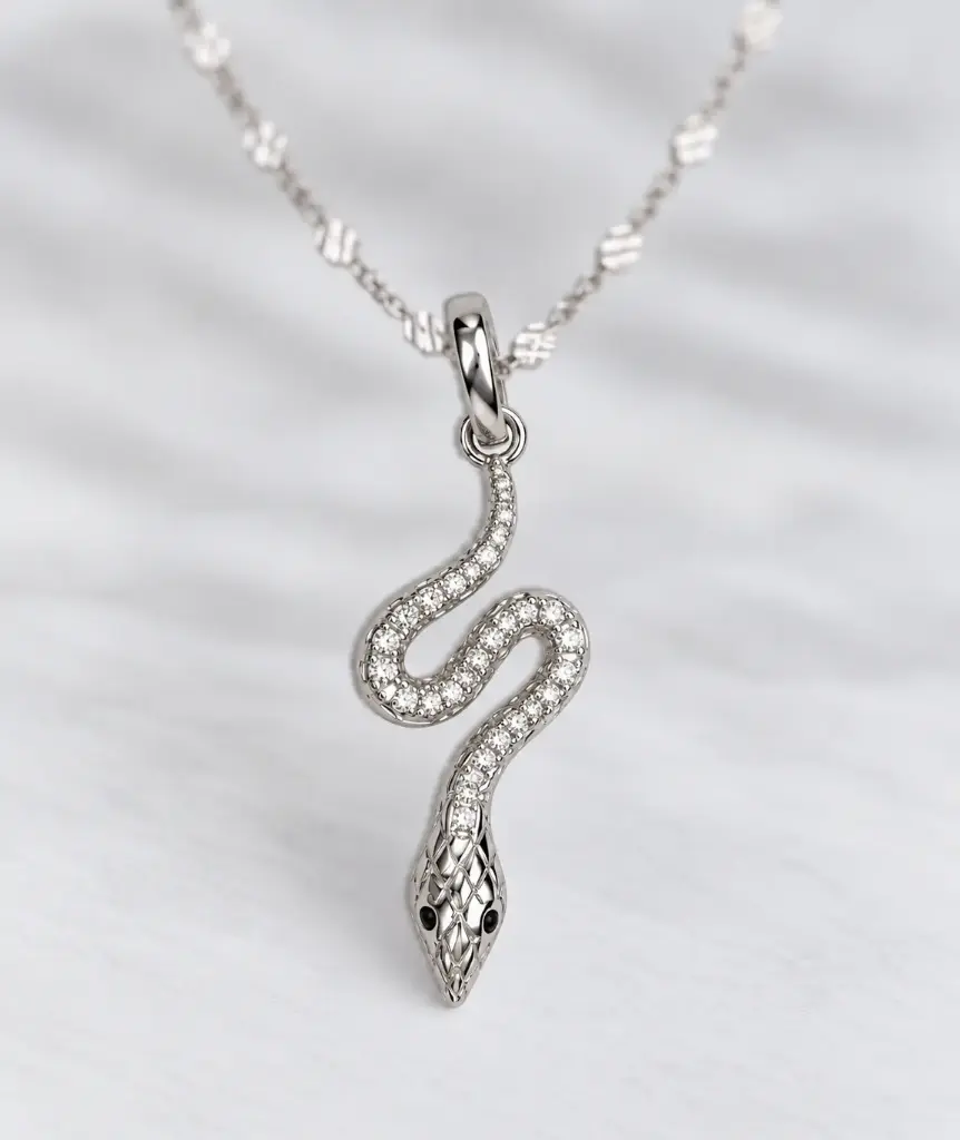 Italian 925 sterling silver snake pendant.