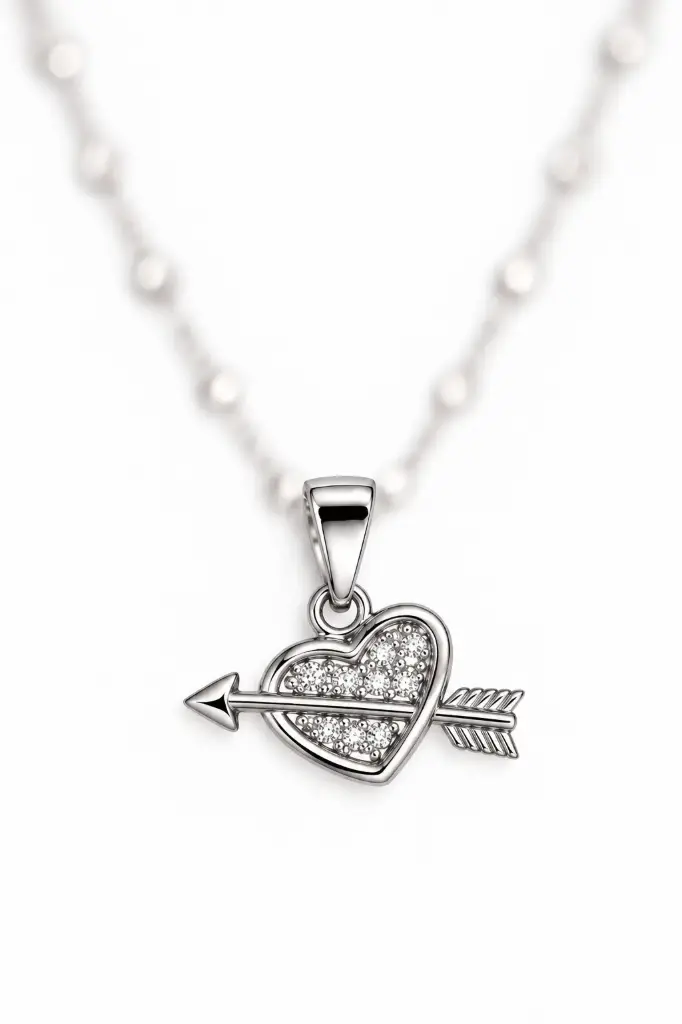 Italian 925 sterling silver heart and arrow pendant.