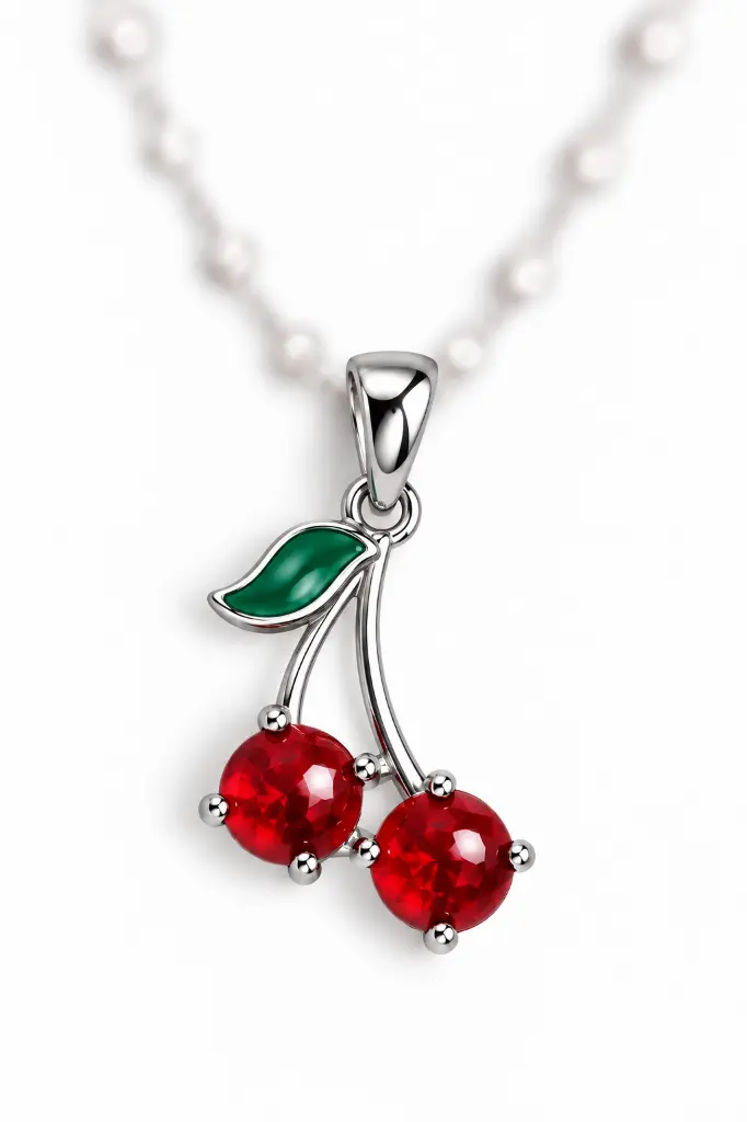 Italian 925 sterling silver cherry pendant.