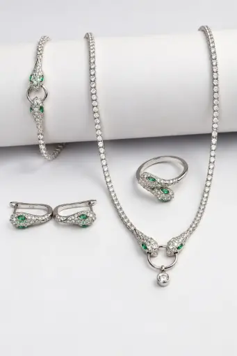 [SET-002] Italian 925 sterling silver snake jewelry set.