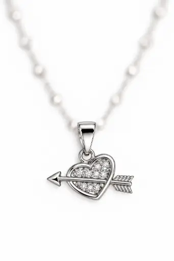 [PEN-004] Italian 925 sterling silver heart and arrow pendant.